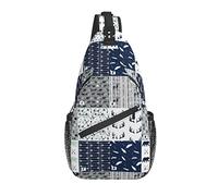 Daypack Sling Bag Black White Checked Lotus Chest Bag Diagonally Classic Crossbody Bandolera