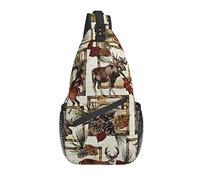 Daypack Sling Bag Black White Checked Lotus Chest Bag Diagonally Classic Crossbody Bandolera