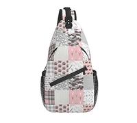 Daypack Sling Bag Black White Checked Lotus Chest Bag Diagonally Classic Crossbody Bandolera