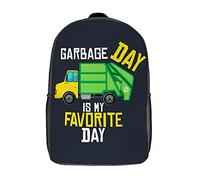 Daypacks El Día De La Basura Es Mi Favorito: Camión De Basura De Reciclaje Bolsa De Viaje Poliéster Backpack Diaria Mochila para Escuela para Escuela, Gimnasio, Viajes, 43X32X14Cm