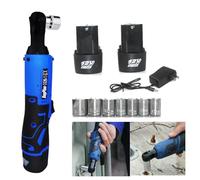 DayPlus Llave de torque de batería de 12V de 3/8" de accionamiento cuadrado, destornillador de torque de potencia de 40Nm, 2300RPM, ángulo recto de 90°, batería de 2×, 7 piezas de tomas para