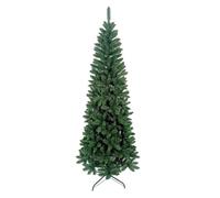 DAYRON - Árbol de Navidad Artificial Estrecho de 210 cm en Verde con 848 Ramas Abatibles y Soporte Metálico Plegable, Montaje Rápido y Fácil de Guardar