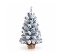 DAYRON - Mini Árbol de Navidad Artificial Nevado de 60 cm con 60 Ramas Frondosas y Base de Yute Natural, Ideal para Decoración de Mesas y Espacios Pequeños