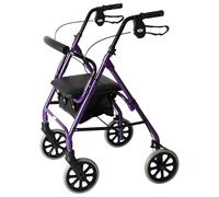 Days Andador con ruedas, ligero, plegable, de cuatro ruedas, con asiento acolchado, frenos bloqueables, asas ergonómicas, bolsa de transporte, morado,XS, elegible para la desgravación del IVA en el UK