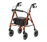 Days Andador con ruedas,ligero,plegable, de cuatro ruedas,con asiento acolchado,frenos bloqueables,asas ergonómicas,bolsa de transporte,naranja rojizo,M,elegible para la desgravación del IVA en el UK