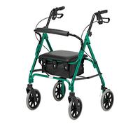 Days Andador de Cuatro Ruedas Ligero y Plegable con Asiento Acolchado, Frenos de Bloqueo, Mangos Ergonómicos y Bolsa de Transporte, Ayuda para la Movilidad Limitada, Verde, Mediano