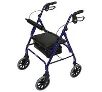 Days Andador de Cuatro Ruedas Ligero y Plegable con Asiento Acolchado, Mangos Ergonómicos, Bolsa de Transporte, Frenos de Bloqueo, Ayudas A la Movilidad, Pequeño, Azul