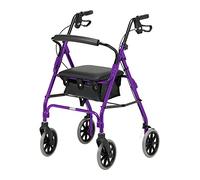 DAYS Andador plegable ligero de cuatro ruedas, con asiento acolchado, frenos bloqueables y bolsa de transporte, ayuda de movilidad limitada, para ancianos o discapacitados, morado, 106/grande