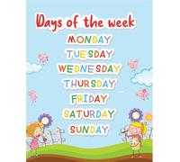 Days of the Week Learning Poster Educational Wall Chart for Preschool Kindergarten Homeschool Decor(08x12inch(20x30cm),Framed)