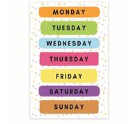 Days Of The Week Poster Pre K Kindergarten First Grade Early Learning Classroom Resource Educational Wall-Art(Framed,16x24inch(40x60cm))