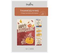 DaySpring - Happy Thanksgiving - Surtido de 4 diseños con escrituras - 12 tarjetas y sobres en caja de Acción de Gracias (U1616)