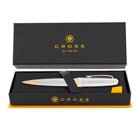 Dayspring Pens Bolígrafo con cruz grabada | Bolígrafo de regalo personalizado Cross Bailey Medalist - Cromo con borde dorado, regalo ejecutivo grabado personalizado.