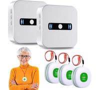 Daytech Avisador Personas Mayores,Boton Emergencia Ancianos,El Boton Llamada Emergencia es Adecuado para Familiares Que Necesitan ser Atendidos en Casa(2 Receptor + 3 Botón)