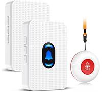 Daytech Avisador Personas Mayores,Transmisión inalámbrica 150M Botón de Emergencia para Ancianos,Pulsera Alarma Personas Mayores(2 Receptor + 1 Botón)