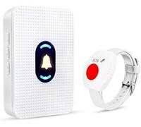 Daytech Avisador Personas Mayores,Transmisión inalámbrica 150M Botón de Emergencia para Ancianos,Pulsera Alarma Personas Mayores(1 Receptor + 1 Pulsera)