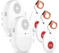 Daytech Boton Emergencia Ancianos,Avisador Personas Mayores con Alerta por Vibración，Boton Llamada Emergencia Puede Utilizarse en Domicilios/ Residencias de Ancianos/Hospitales(2 Receptor + 3 Botón)