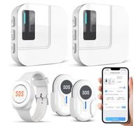 Daytech WiFi Tuya Avisador Personas Mayores,Boton Emergencia Ancianos,Boton Llamada Emergencia,Ideal para Seres Queridos Que Necesitan cuidados en casa (2 Receptores + 2 Botones + 1 Pulsera)