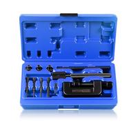 DAYUAN Juego de 13 piezas cortacadenas para motocicleta, herramienta de extracción de cadena, cortador de cadena y kit de remachadora para leva y cadenas de 25 a 630 con estuche de transporte azul