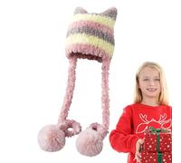 Dayysiuy Gorro a Rayas de Invierno,Gorro de con Orejeras - Gorro cálido para Clima frío | para niñas y Adultos Viajar Camping Excursión Encuentro Citas, Rosa., L