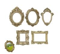 Dayysiuy Mini Marcos De Fotos Dorados Vintage, 5 Piezas Mini Marcos De Fotos De Resina Dorada, Unidades Accesorios Pequeños Para Decoración Marco De Mesa Para Manualidades, Joyas, Navidad, Fiestas