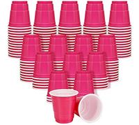 Dazarey 100 vasos pequeños de 6 cl/60 ml, vasos de chupito desechables, reutilizables, color rosa, para fiestas, camping, cumpleaños, bodas