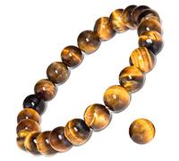 DAZCOLO 8mm Natural Gemstone Stretch Bracelet, Handmade Unisex Crystal Bracelets for Meditation, Yoga, Spiritual Healing & Positive Energy, 7.5 pulgadas, Gema, ojo de tigre
