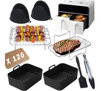 Dazhtu 13 Pieces Accesorios freidora sin aceite, Dual Zone Accesorios Freidora de Aire para Ninja Foodi Dual AF500EU, AF400EU, AF300EU, 7,6L-9,5L Air Fryer Accesorios con Dos Parrillas