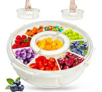 Dazhtu Bandeja Dividida para Servir con Tapa, 9 compartimentos extraíbles, 12.1 pulgadas organizador transparente para verduras, Organizador de Alimentos para Aperitivos, Dulces, Frutas y Frutos Secos