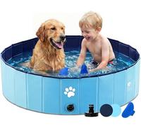 Dazhtu Bañeras para Piscina Perros Plegable, Piscina Perros Grandes, Piscina Plegable para Perros Gatos Bañera Portátil para Mascotas Antideslizante y Resistente, Azul, 100 x 30 cm