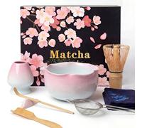Dazhtu Juego de 8 batidores de matcha, kit de cerámica para matcha, cuenco de matcha, cuchara, colador y soporte para batidor de matcha, juego completo de té matcha, regalo para principiantes y