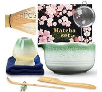 Dazhtu Juego de 8 batidores de matcha, kit de cerámica para matcha, cuenco de té de cerámica, cuchara, colador y soporte para batidor de matcha, juego completo de té matcha, regalo para principiantes