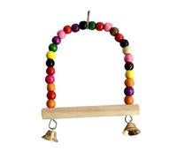 Dazhua Herramienta for Columpio de Loros de Madera Natural, Color Aleatorio, Cuentas Coloridas y Campanas, Percha Colgante for jaulas de pájaros, 2 uds.(S)