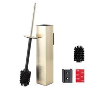 DAZI Escobilla WC de Pared, Escobillero baño Acero Inoxidable con Acabado en Oro Cepillado sin Taladro, Escobillero con Vaso Interior Extraíble para una Limpieza Fácil del Baño