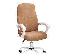 DAZSIAZ Funda Elástica para Silla de Oficina, Antiarañazos de Gato, Funda Extraíble para Silla de Ordenador con Respaldo Alto, Protector Elástico y Giratorio para Asiento Gaming(Brown,L)