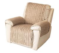 DAZSIAZ Fundas de Felpa Sillones Reclinables, Fundas Acolchadas de una Sola Pieza para Reposabrazos y Reposacabezas de Sofá, Protector de Muebles para Mascotas, Se Mantiene en su Lugar(Khaki,A)