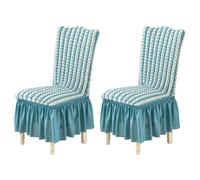 DAZSIAZ Juego de Fundas para Sillas de Comedor, Protector de Silla Desmontable y Lavable, Funda Elástica de Respaldo Alto con Faldón, Ideal para Fiestas, Restaurantes y Banquetes(Mixed Blue,2 pcs)