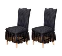 DAZSIAZ Juego de Fundas para Sillas de Comedor, Protector de Silla Desmontable y Lavable, Funda Elástica de Respaldo Alto con Faldón, Ideal para Fiestas, Restaurantes y Banquetes(Black,2 pcs)