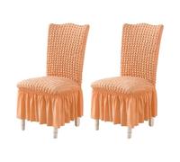 DAZSIAZ Juego de Fundas para Sillas de Comedor, Protector de Silla Desmontable y Lavable, Funda Elástica de Respaldo Alto con Faldón, Ideal para Fiestas, Restaurantes y Banquetes(Orange,2 pcs)