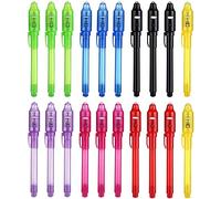 DazSpirit 20 Piezas Bolígrafo Tinta Invisible con Regalos Cumpleaños Niños Colegio, Boli Magico Y luz Ultravioleta para Niños, Rotulador Tinta Invisible para Escribir mensajes secretos