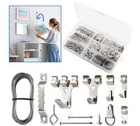 DazSpirit 250 piezas Colgador para Cuadros Kit, Marco de Fotos Ganchos, Cuelga Cuadros Resistente para Colgar Apoya 10lb-75lb Para Colgar Cuadros Marcos de Fotos Espejo Punto de Cruz (plata)