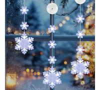 DazSpirit 3 Luces Ventana Navidad, Estrella Navidad con Luz con 8 Modos y Temporizador Auto, LED Luces de Ventana, Cortina Led Pilas para Ventanas, Puertas y Fiesta (Copo de nieve, Blanco)