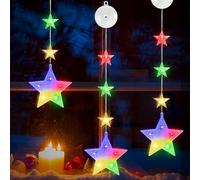 DazSpirit 3 Luces Ventana Navidad, Estrella Navidad con Luz con 8 Modos y Temporizador Auto, LED Luces de Ventana, Cortina Led Pilas para Ventanas, Puertas y Fiesta (Estrella, Colorida)