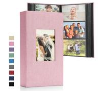DazSpirit Álbum de fotos 6x4 - 300 bolsillos, libro de recuerdos de lino con páginas negras, cubierta acolchada y ventana frontal personalizable - Ideal para bodas, familia, bebés, viajes
