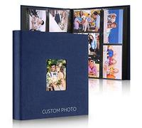 DazSpirit Album Fotos 10X15 cm 600 Fotos, Cubierta De Lino Personalizable Album para Fotos Grande 120 Páginas, para Fotos De 6X4 Pulgadas, para San Valentín Boda Navidad Cumpleaños, Azul