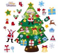 DazSpirit Árbol de Navidad de Fieltro para Niños con Luces LED, Kit DIY de Decoración de Navidad con 23 Adornos, Ideal para Colgar en Puerta y Pared