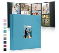 DazSpirit Gran álbum de fotos con bolsillos de 10 x 15 cm con 1000 bolsillos, libro de fotos de lino para insertar, ventana frontal personalizable, ideal para familia, boda, viajes y recuerdos de bebé