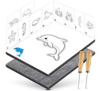 DazSpirit Juego de Agujas para Pinchar para Niños a Partir de 4 Años, Juego de Punzón Infantil con 2 Fieltros, 2 Agujas y 10 Diseños de Bordado, Kit de Arte para Manos Pequeñas (Animal Submarino)