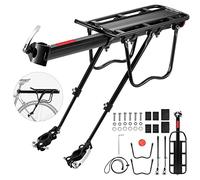 DazSpirit Portaequipajes Bicicleta, Portabultos Bicicleta Trasero, Parrilla Bicicleta Ajustable, con Reflector, Carga máxima de 60 kg, Instalación rápida, Material de aleación de Aluminio