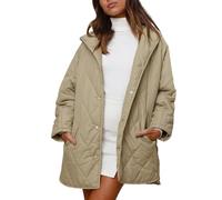 DAZULI Mujeres Acolchado Con Capucha Chaqueta Ligera Invierno Espesor Abrigo Moda Frente Abierto Larga Cardigan Con Bolsillos (Color : Light green, Size : Medium)
