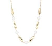 Dazylleco Cadena larga de oro para mujer, cadena larga con perlas, regalo de bisutería para mamá, Resina Perla, Sin piedra preciosa